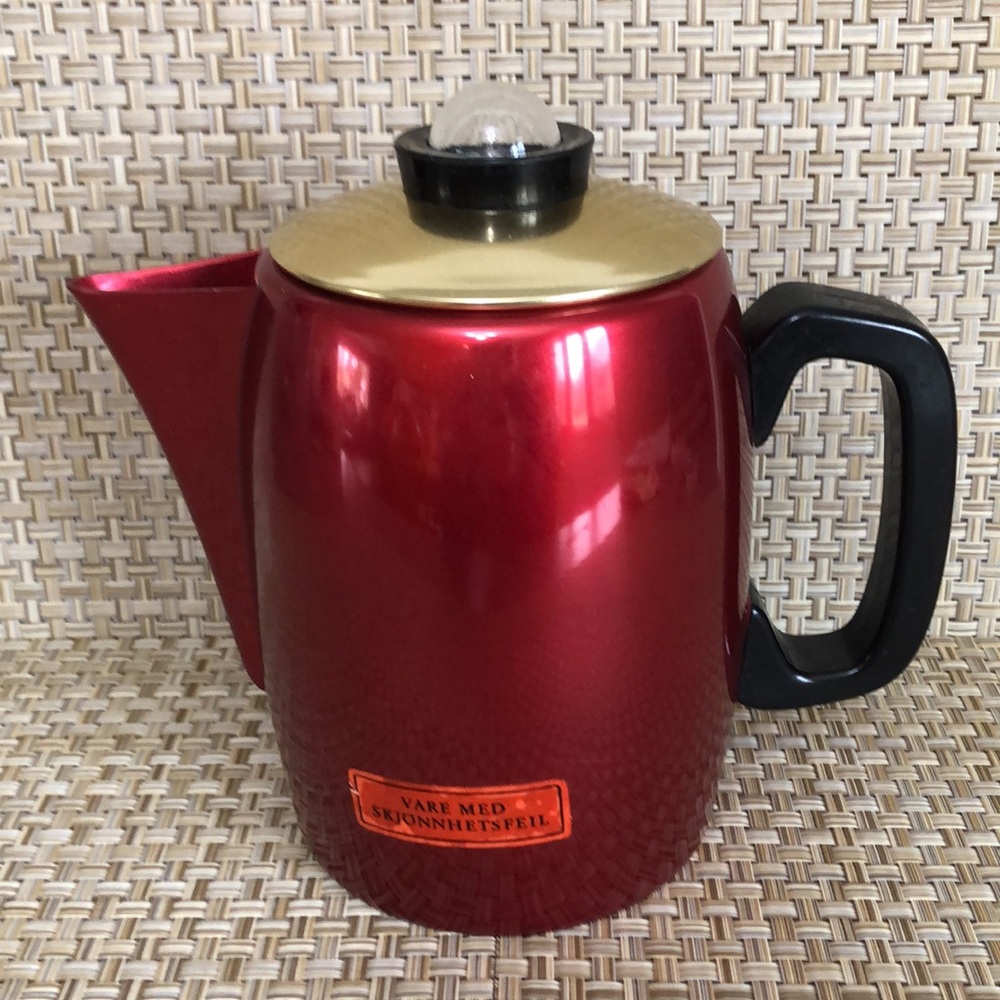 Red Aluminum IL-O-VAN Anodised Coffee Pot-New Old Stock